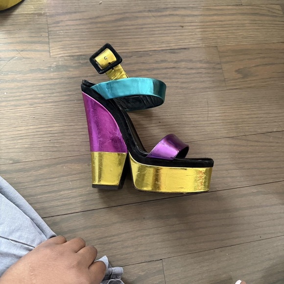 Giuseppe Zanotti Purple, Teal, and Gold Platform Sandals - Picture 3 of 5